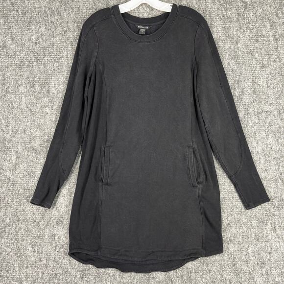 Athleta Dress‎ Womens Medium Black Balance Semi Fitted Above Knee Crew Neck - Picture 1 of 9